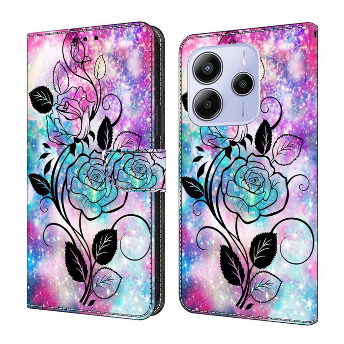 Funda para teléfono de cuero vegano pintado con efecto cristal, For Redmi Note 14 4G 163.25mm, For Redmi Note 14 5G, For Redmi Note 14 Pro 5G, For Redmi Note 13 4G