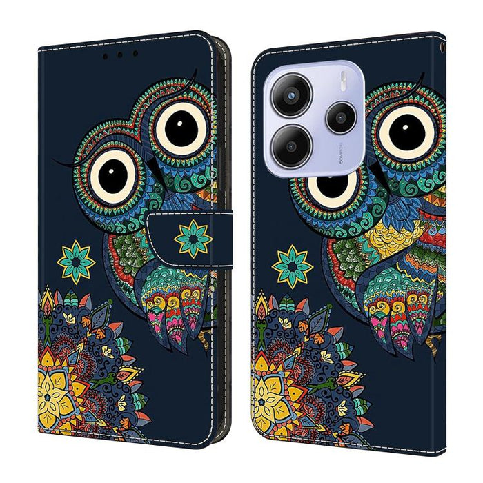 Funda para teléfono de cuero vegano pintado con efecto cristal, For Redmi Note 14 4G 163.25mm, For Redmi Note 14 5G, For Redmi Note 14 Pro 5G, For Redmi Note 13 4G