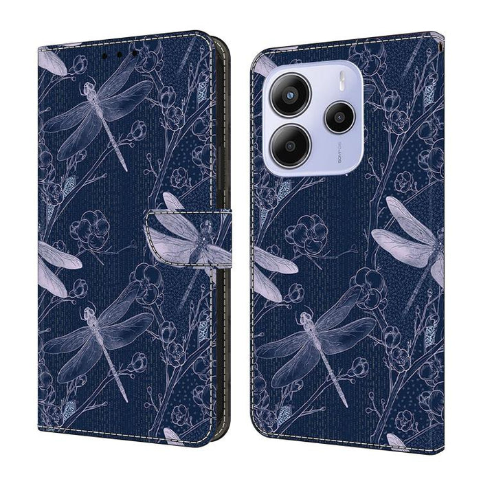 Funda para teléfono de cuero vegano pintado con efecto cristal, For Redmi Note 14 4G 163.25mm, For Redmi Note 14 5G, For Redmi Note 14 Pro 5G, For Redmi Note 13 4G