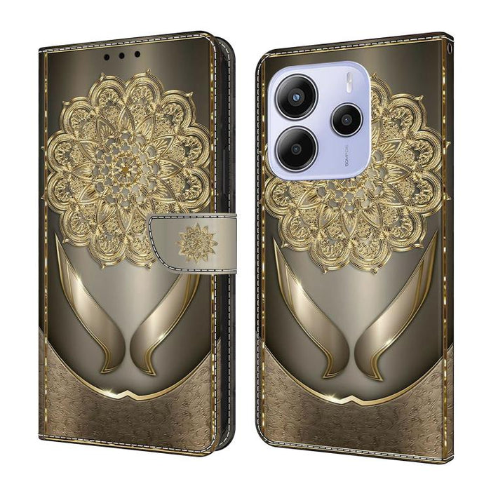 Funda para teléfono de cuero vegano pintado con efecto cristal, For Redmi Note 14 4G 163.25mm, For Redmi Note 14 5G, For Redmi Note 14 Pro 5G, For Redmi Note 13 4G