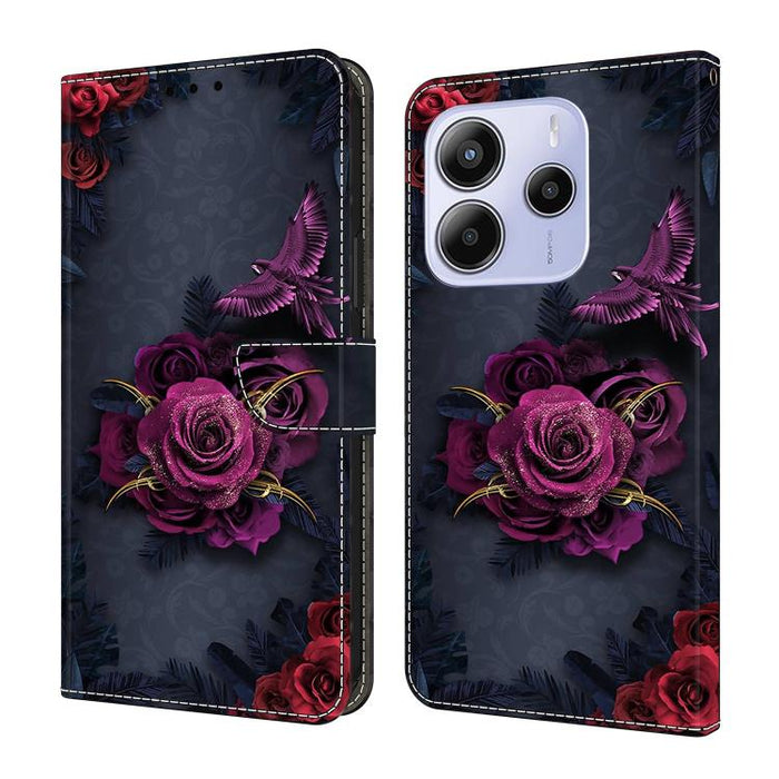 Funda para teléfono de cuero vegano pintado con efecto cristal, For Redmi Note 14 4G 163.25mm, For Redmi Note 14 5G, For Redmi Note 14 Pro 5G, For Redmi Note 13 4G
