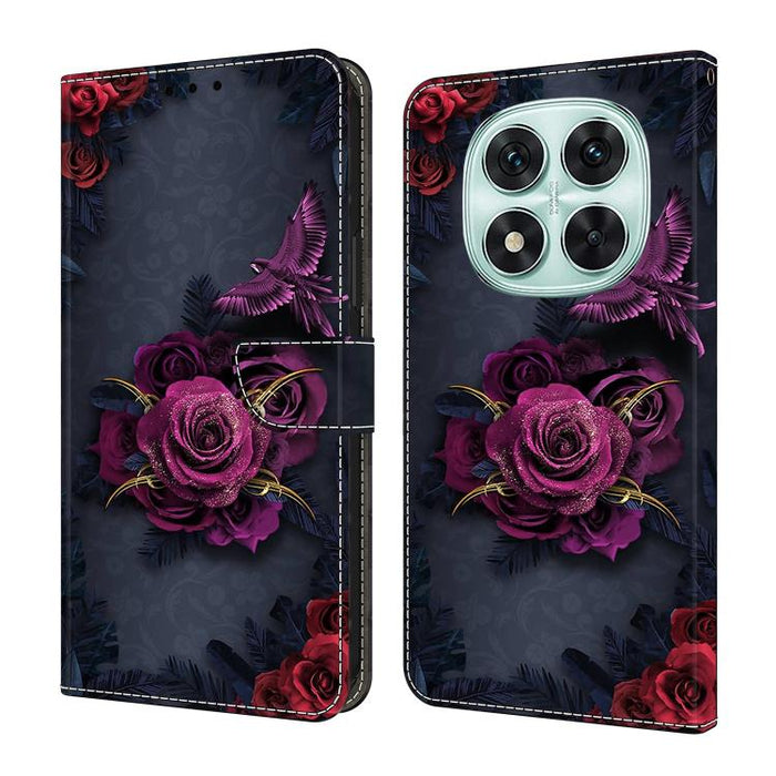 Funda para teléfono de cuero vegano pintado con efecto cristal, For Redmi Note 14 4G 164.84mm, For Redmi Note 14 Pro+ 5G / Poco X7, For Redmi 14C 4G / 5G, For Redmi Note 14 Pro 4G
