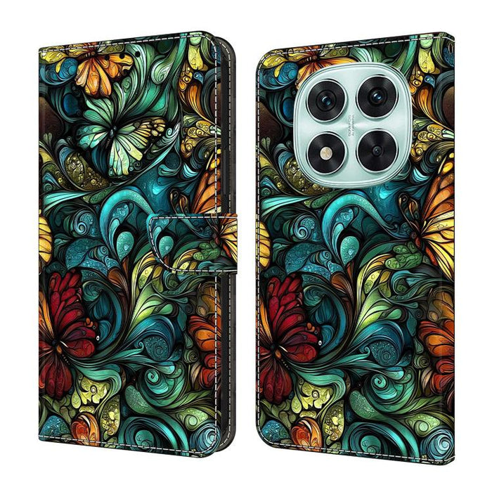 Funda para teléfono de cuero vegano pintado con efecto cristal, For Redmi Note 14 4G 163.25mm, For Redmi Note 14 5G, For Redmi Note 14 Pro 5G, For Redmi Note 13 4G