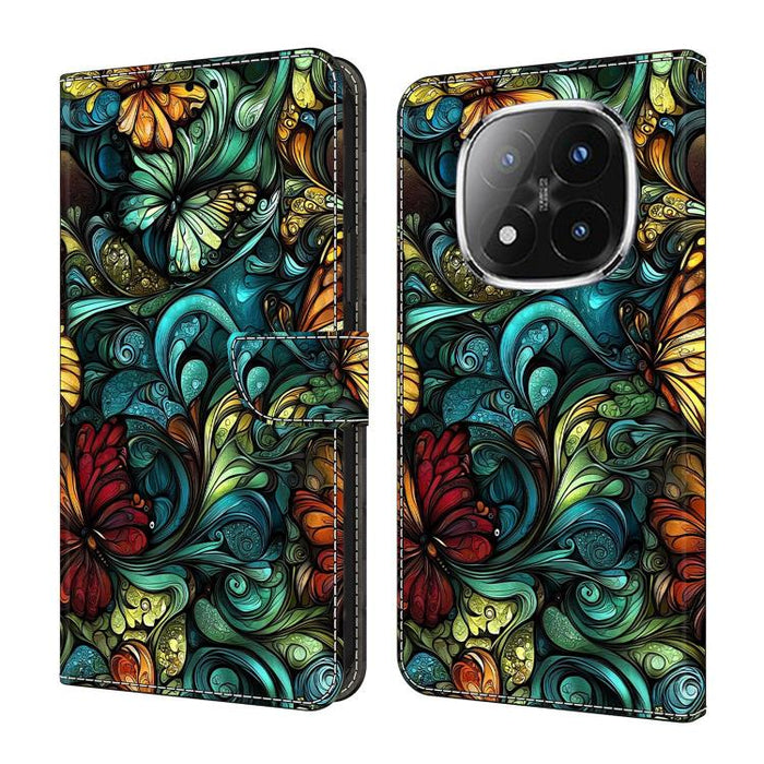 Funda para teléfono de cuero vegano pintado con efecto cristal, For Redmi Note 14 4G 164.84mm, For Redmi Note 14 Pro+ 5G / Poco X7, For Redmi 14C 4G / 5G, For Redmi Note 14 Pro 4G