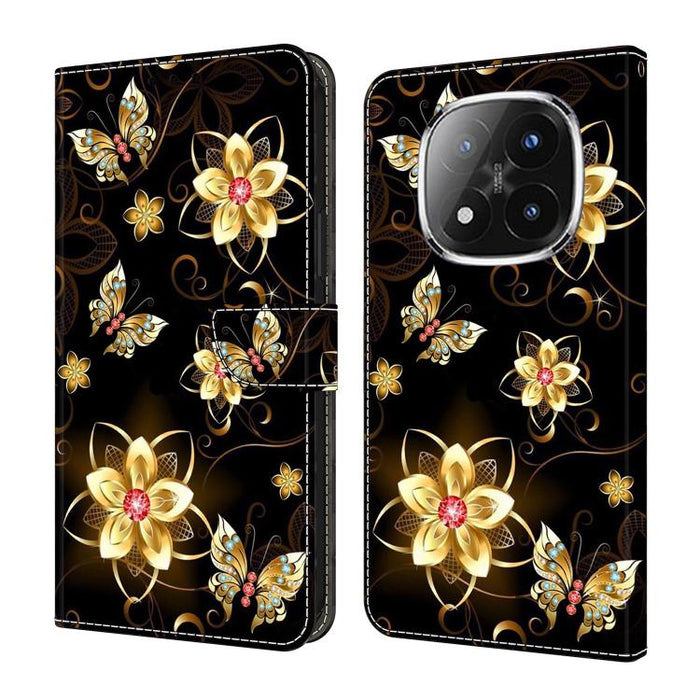 Funda para teléfono de cuero vegano pintado con efecto cristal, For Redmi Note 14 4G 164.84mm, For Redmi Note 14 Pro+ 5G / Poco X7, For Redmi 14C 4G / 5G, For Redmi Note 14 Pro 4G