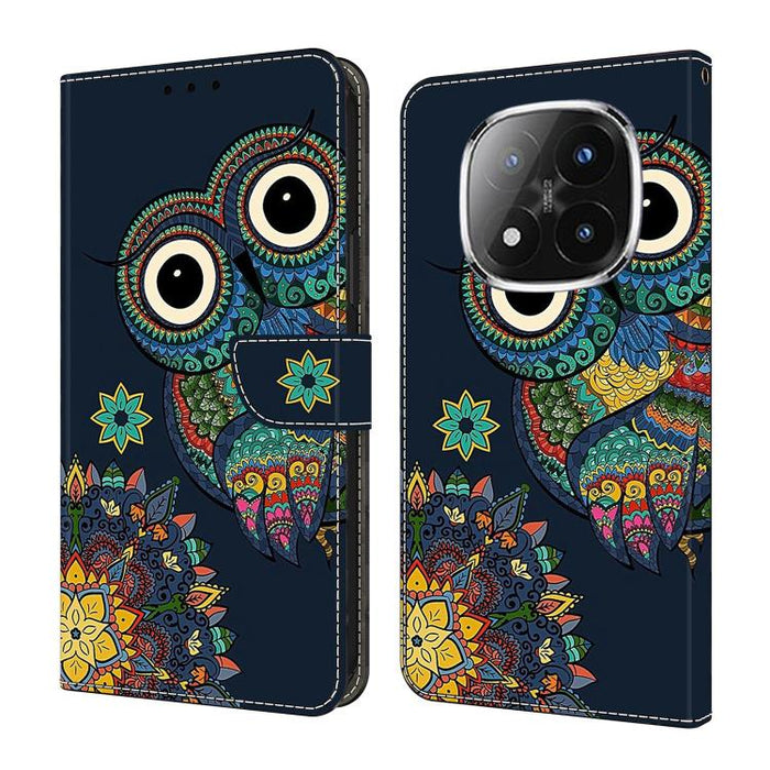 Funda para teléfono de cuero vegano pintado con efecto cristal, For Redmi Note 14 4G 164.84mm, For Redmi Note 14 Pro+ 5G / Poco X7, For Redmi 14C 4G / 5G, For Redmi Note 14 Pro 4G
