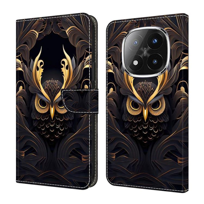 Funda para teléfono de cuero vegano pintado con efecto cristal, For Redmi Note 14 4G 164.84mm, For Redmi Note 14 Pro+ 5G / Poco X7, For Redmi 14C 4G / 5G, For Redmi Note 14 Pro 4G