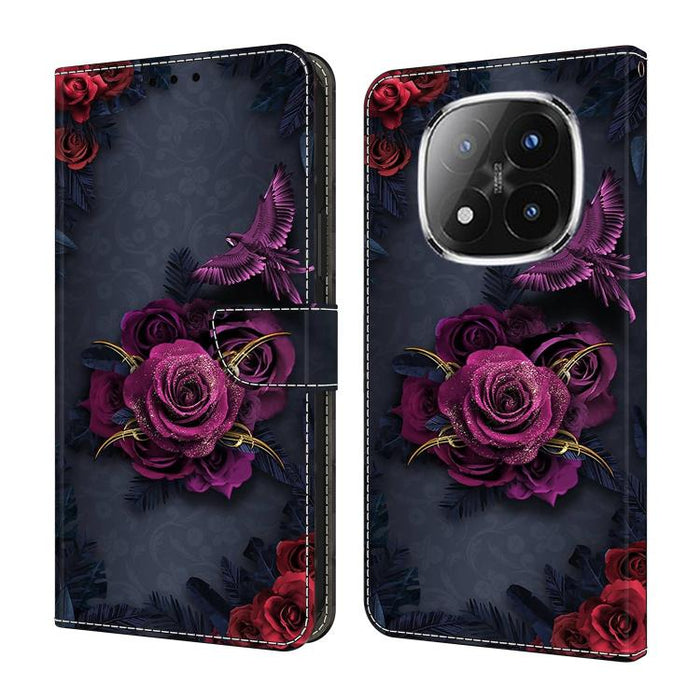 Funda para teléfono de cuero vegano pintado con efecto cristal, For Redmi Note 14 4G 164.84mm, For Redmi Note 14 Pro+ 5G / Poco X7, For Redmi 14C 4G / 5G, For Redmi Note 14 Pro 4G