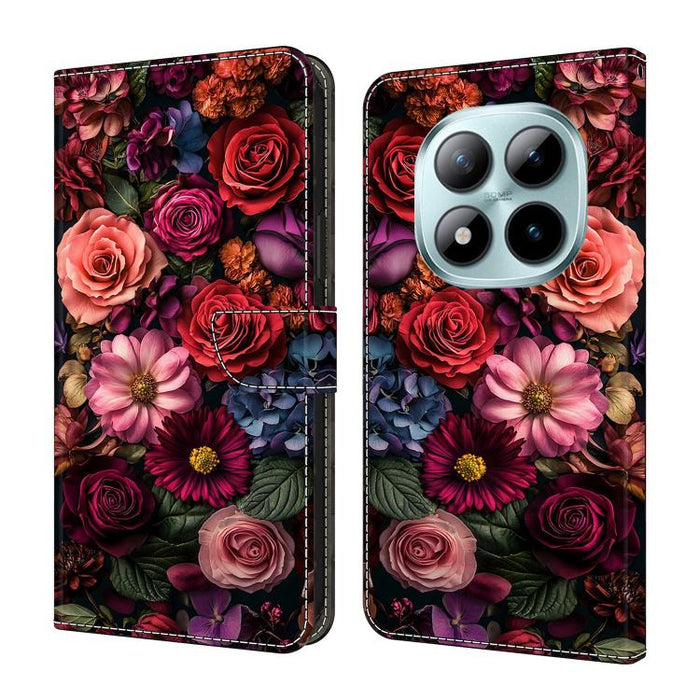Funda para teléfono de cuero vegano pintado con efecto cristal, For Redmi Note 14 4G 164.84mm, For Redmi Note 14 Pro+ 5G / Poco X7, For Redmi 14C 4G / 5G, For Redmi Note 14 Pro 4G