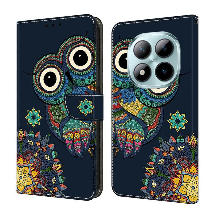 Funda para teléfono de cuero vegano pintado con efecto cristal, For Redmi Note 14 4G 164.84mm, For Redmi Note 14 Pro+ 5G / Poco X7, For Redmi 14C 4G / 5G, For Redmi Note 14 Pro 4G