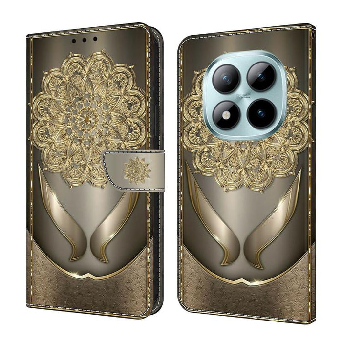 Funda para teléfono de cuero vegano pintado con efecto cristal, For Redmi Note 14 4G 164.84mm, For Redmi Note 14 Pro+ 5G / Poco X7, For Redmi 14C 4G / 5G, For Redmi Note 14 Pro 4G