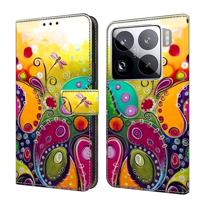 Funda para teléfono de cuero vegano pintado con efecto cristal, For Xiaomi 17T Pro 5G, For Xiaomi 17T 5G, For Xiaomi 17 Ultra, For Xiaomi 15T Pro 5G, For Xiaomi 15T 5G, For Xiaomi 15 Pro
