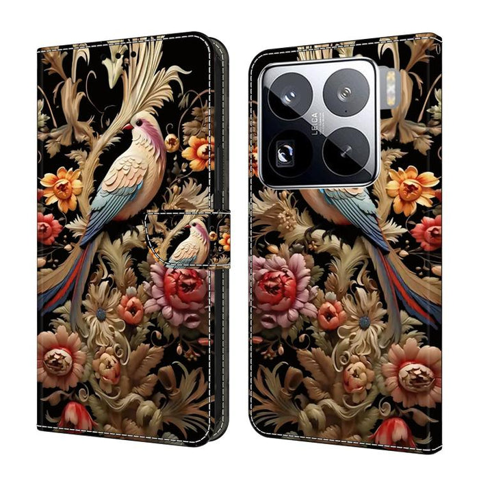 Funda para teléfono de cuero vegano pintado con efecto cristal, For Xiaomi 17T Pro 5G, For Xiaomi 17T 5G, For Xiaomi 17 Ultra, For Xiaomi 15T Pro 5G, For Xiaomi 15T 5G, For Xiaomi 15 Pro
