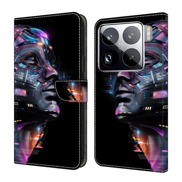 Funda para teléfono de cuero vegano pintado con efecto cristal, For Xiaomi 17T Pro 5G, For Xiaomi 17T 5G, For Xiaomi 17 Ultra, For Xiaomi 15T Pro 5G, For Xiaomi 15T 5G, For Xiaomi 15 Pro