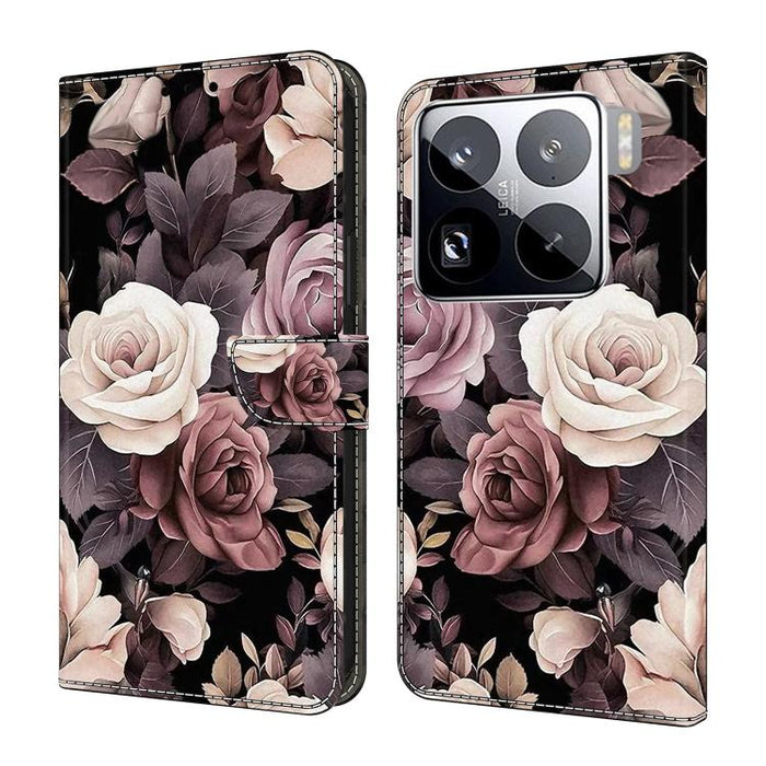Funda para teléfono de cuero vegano pintado con efecto cristal, For Xiaomi 17T Pro 5G, For Xiaomi 17T 5G, For Xiaomi 17 Ultra, For Xiaomi 15T Pro 5G, For Xiaomi 15T 5G, For Xiaomi 15 Pro