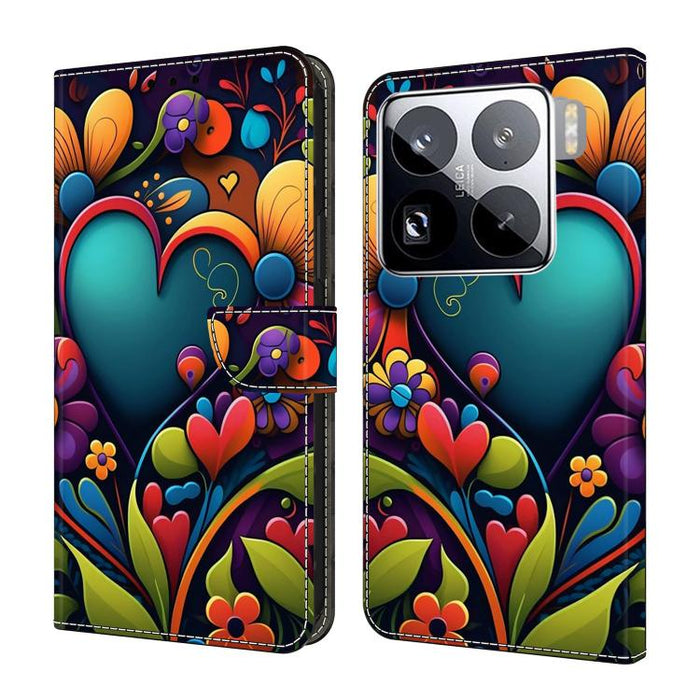 Funda para teléfono de cuero vegano pintado con efecto cristal, For Xiaomi 17T Pro 5G, For Xiaomi 17T 5G, For Xiaomi 17 Ultra, For Xiaomi 15T Pro 5G, For Xiaomi 15T 5G, For Xiaomi 15 Pro