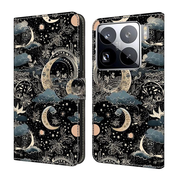 Funda para teléfono de cuero vegano pintado con efecto cristal, For Xiaomi 17T Pro 5G, For Xiaomi 17T 5G, For Xiaomi 17 Ultra, For Xiaomi 15T Pro 5G, For Xiaomi 15T 5G, For Xiaomi 15 Pro