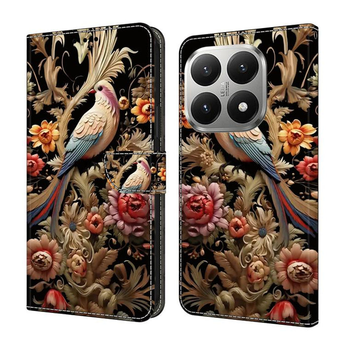 Funda para teléfono de cuero vegano pintado con efecto cristal, For Xiaomi 17T Pro 5G, For Xiaomi 17T 5G, For Xiaomi 17 Ultra, For Xiaomi 15T Pro 5G, For Xiaomi 15T 5G, For Xiaomi 15 Pro