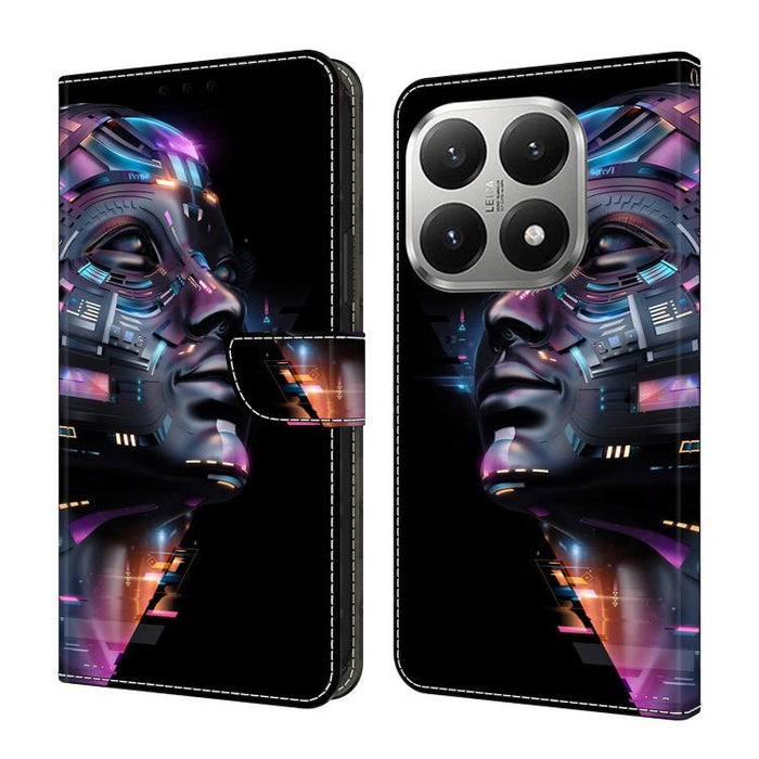 Funda para teléfono de cuero vegano pintado con efecto cristal, For Xiaomi 17T Pro 5G, For Xiaomi 17T 5G, For Xiaomi 17 Ultra, For Xiaomi 15T Pro 5G, For Xiaomi 15T 5G, For Xiaomi 15 Pro