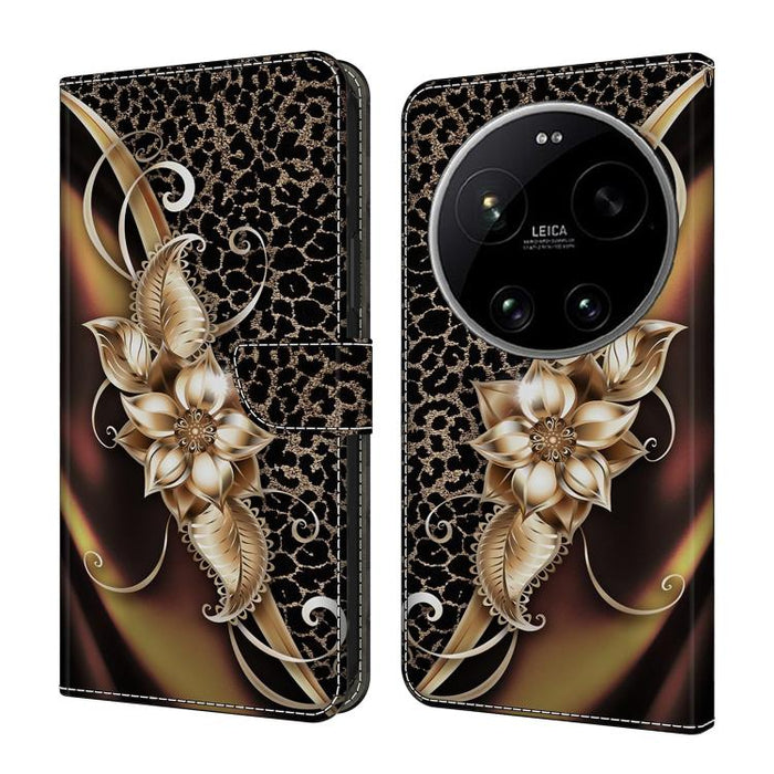 Funda para teléfono de cuero vegano pintado con efecto cristal, For Xiaomi 17T Pro 5G, For Xiaomi 17T 5G, For Xiaomi 17 Ultra, For Xiaomi 15T Pro 5G, For Xiaomi 15T 5G, For Xiaomi 15 Pro