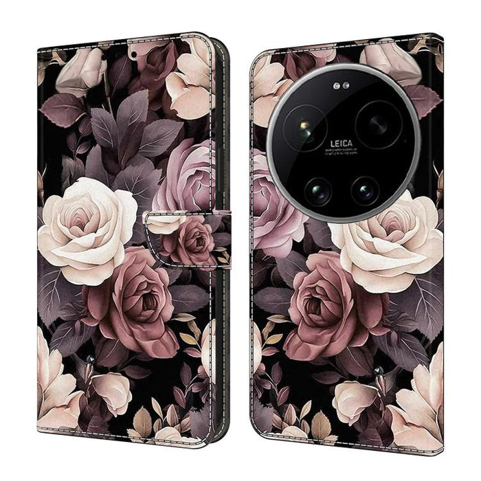 Funda para teléfono de cuero vegano pintado con efecto cristal, For Xiaomi 17T Pro 5G, For Xiaomi 17T 5G, For Xiaomi 17 Ultra, For Xiaomi 15T Pro 5G, For Xiaomi 15T 5G, For Xiaomi 15 Pro