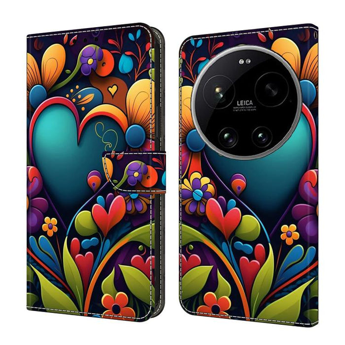 Funda para teléfono de cuero vegano pintado con efecto cristal, For Xiaomi 17T Pro 5G, For Xiaomi 17T 5G, For Xiaomi 17 Ultra, For Xiaomi 15T Pro 5G, For Xiaomi 15T 5G, For Xiaomi 15 Pro