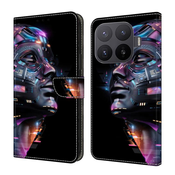 Funda para teléfono de cuero vegano pintado con efecto cristal, For Xiaomi 17T Pro 5G, For Xiaomi 17T 5G, For Xiaomi 17 Ultra, For Xiaomi 15T Pro 5G, For Xiaomi 15T 5G, For Xiaomi 15 Pro