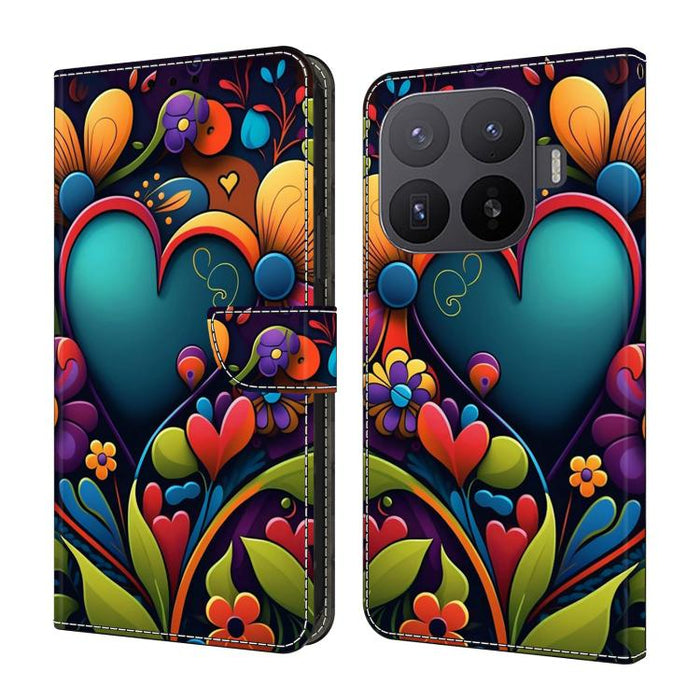 Funda para teléfono de cuero vegano pintado con efecto cristal, For Xiaomi 17T Pro 5G, For Xiaomi 17T 5G, For Xiaomi 17 Ultra, For Xiaomi 15T Pro 5G, For Xiaomi 15T 5G, For Xiaomi 15 Pro