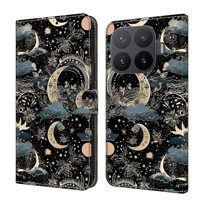 Funda para teléfono de cuero vegano pintado con efecto cristal, For Xiaomi 17T Pro 5G, For Xiaomi 17T 5G, For Xiaomi 17 Ultra, For Xiaomi 15T Pro 5G, For Xiaomi 15T 5G, For Xiaomi 15 Pro