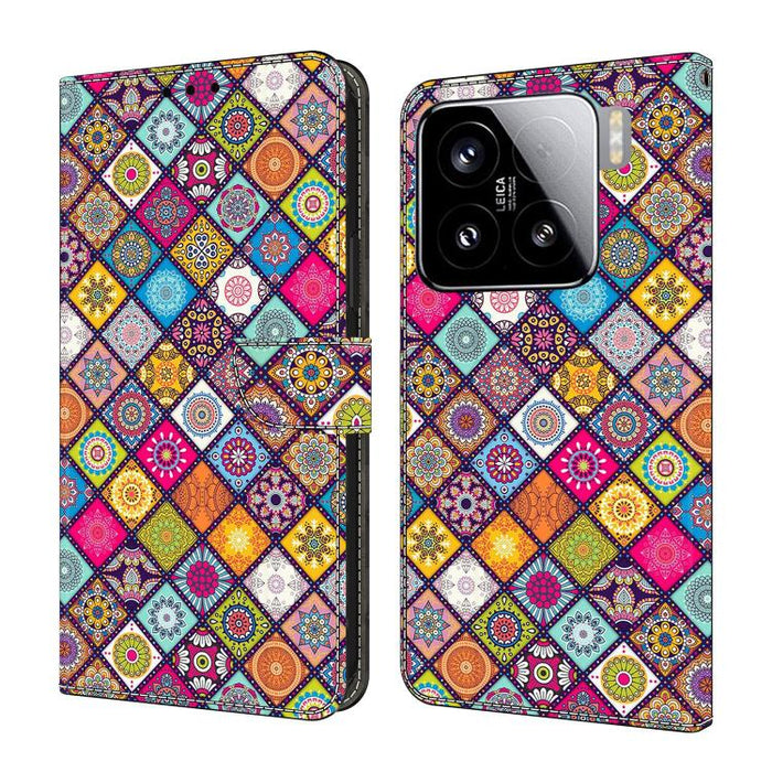 Funda para teléfono de cuero vegano pintado con efecto cristal, For Xiaomi 15