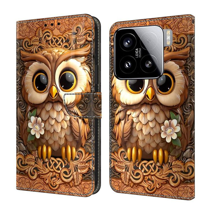 Funda para teléfono de cuero vegano pintado con efecto cristal, For Xiaomi 15