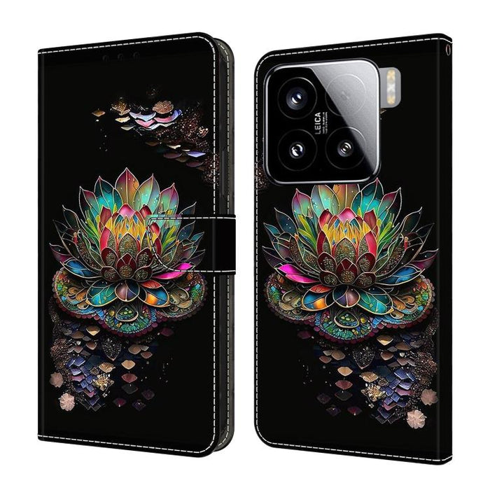 Funda para teléfono de cuero vegano pintado con efecto cristal, For Xiaomi 15