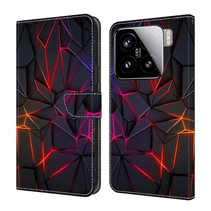 Funda para teléfono de cuero vegano pintado con efecto cristal, For Xiaomi 15