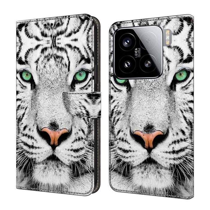 Funda para teléfono de cuero vegano pintado con efecto cristal, For Xiaomi 15