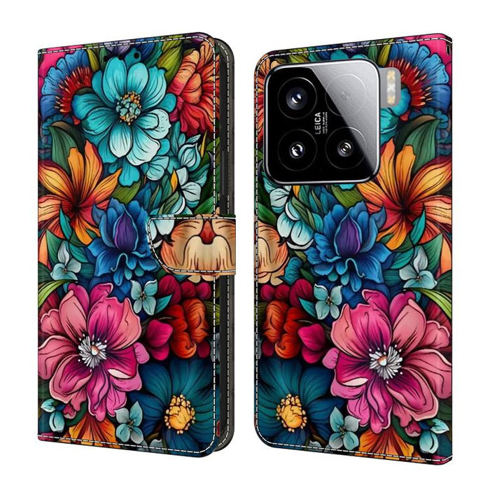 Funda para teléfono de cuero vegano pintado con efecto cristal, For Xiaomi 15