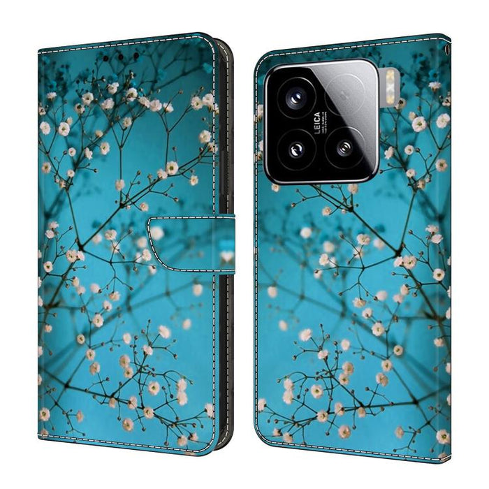 Funda para teléfono de cuero vegano pintado con efecto cristal, For Xiaomi 15