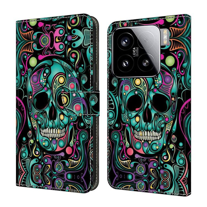 Funda para teléfono de cuero vegano pintado con efecto cristal, For Xiaomi 15