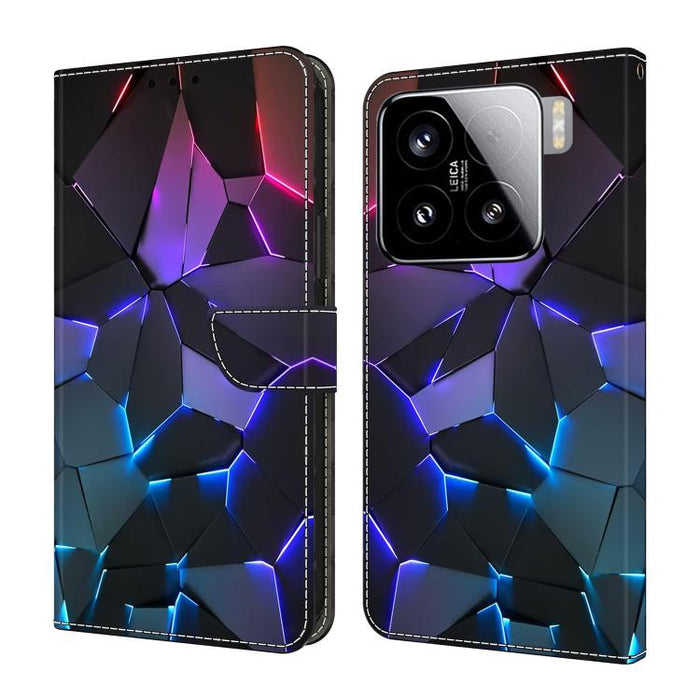 Funda para teléfono de cuero vegano pintado con efecto cristal, For Xiaomi 15