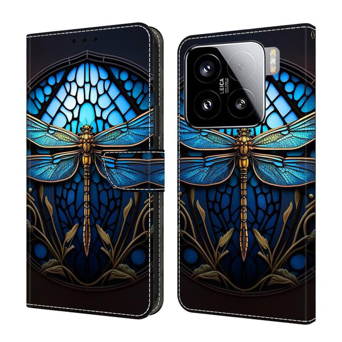 Funda para teléfono de cuero vegano pintado con efecto cristal, For Xiaomi 15