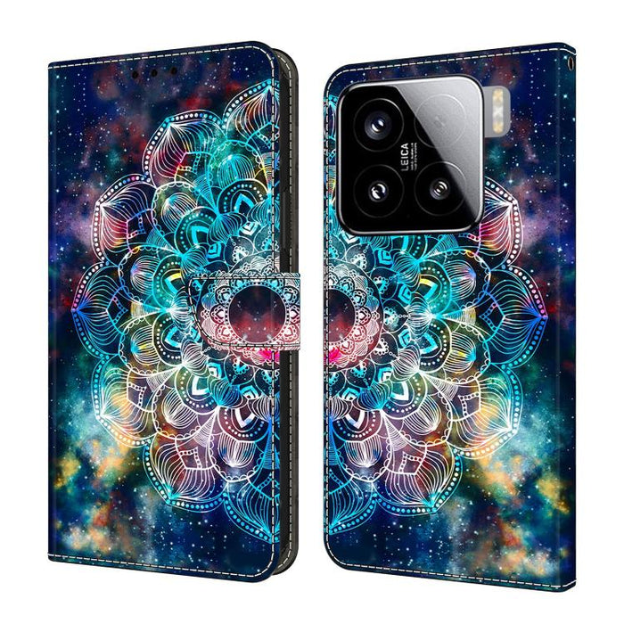 Funda para teléfono de cuero vegano pintado con efecto cristal, For Xiaomi 15