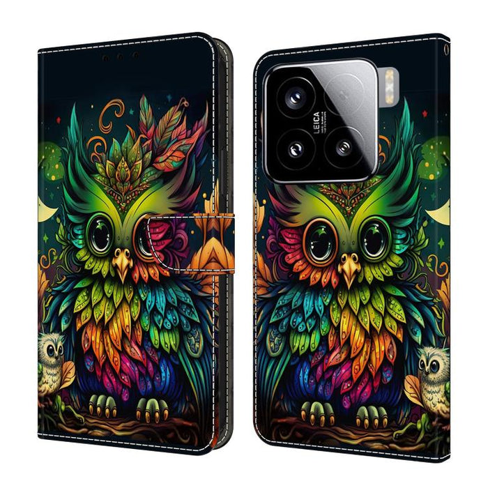 Funda para teléfono de cuero vegano pintado con efecto cristal, For Xiaomi 15