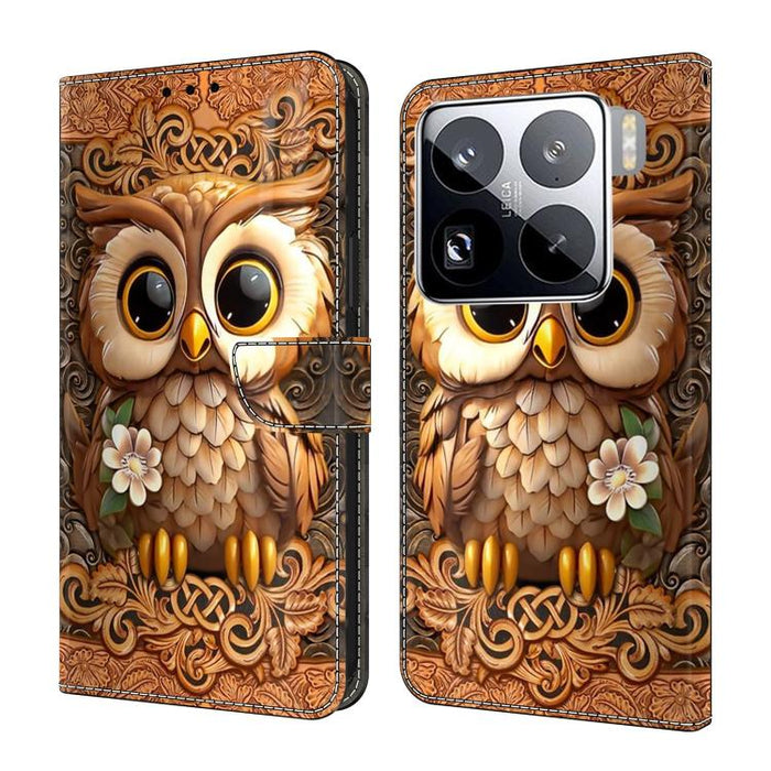 Funda para teléfono de cuero vegano pintado con efecto cristal, For Xiaomi 17T Pro 5G, For Xiaomi 17T 5G, For Xiaomi 17 Ultra, For Xiaomi 15T Pro 5G, For Xiaomi 15T 5G, For Xiaomi 15 Pro