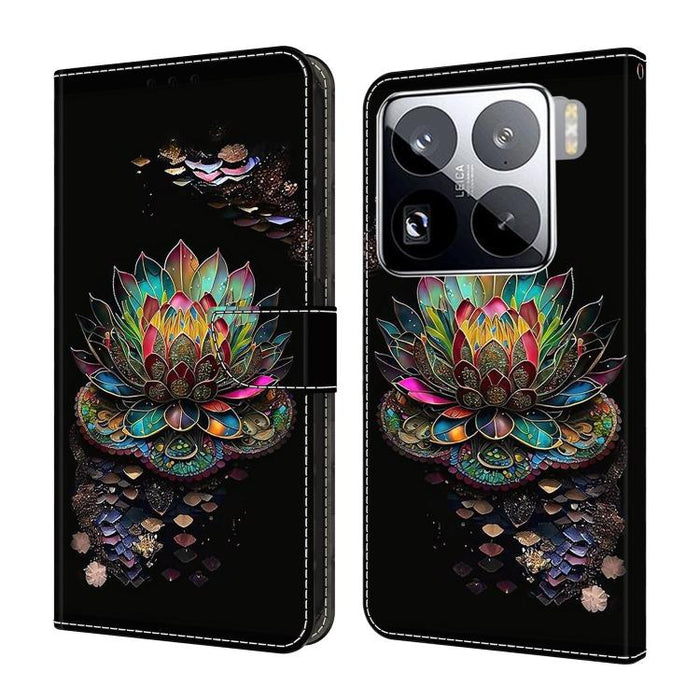 Funda para teléfono de cuero vegano pintado con efecto cristal, For Xiaomi 17T Pro 5G, For Xiaomi 17T 5G, For Xiaomi 17 Ultra, For Xiaomi 15T Pro 5G, For Xiaomi 15T 5G, For Xiaomi 15 Pro