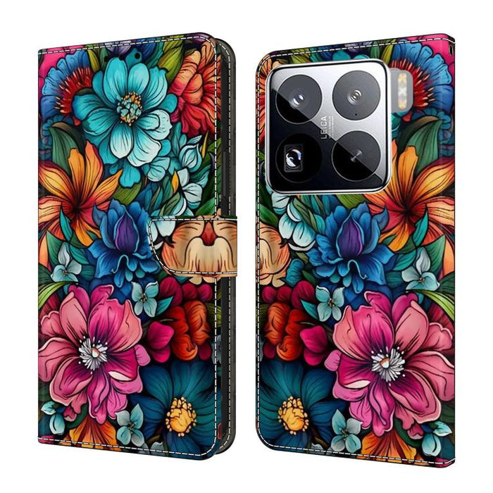 Funda para teléfono de cuero vegano pintado con efecto cristal, For Xiaomi 17T Pro 5G, For Xiaomi 17T 5G, For Xiaomi 17 Ultra, For Xiaomi 15T Pro 5G, For Xiaomi 15T 5G, For Xiaomi 15 Pro