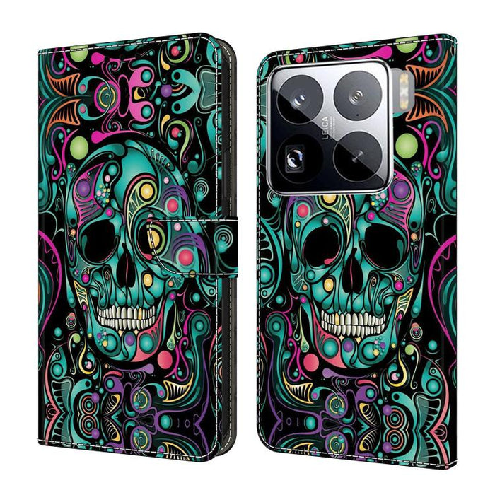 Funda para teléfono de cuero vegano pintado con efecto cristal, For Xiaomi 17T Pro 5G, For Xiaomi 17T 5G, For Xiaomi 17 Ultra, For Xiaomi 15T Pro 5G, For Xiaomi 15T 5G, For Xiaomi 15 Pro