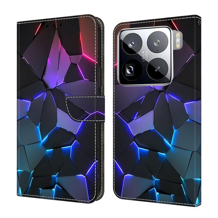Funda para teléfono de cuero vegano pintado con efecto cristal, For Xiaomi 17T Pro 5G, For Xiaomi 17T 5G, For Xiaomi 17 Ultra, For Xiaomi 15T Pro 5G, For Xiaomi 15T 5G, For Xiaomi 15 Pro