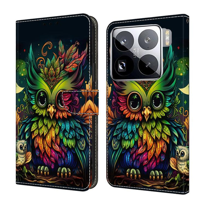 Funda para teléfono de cuero vegano pintado con efecto cristal, For Xiaomi 17T Pro 5G, For Xiaomi 17T 5G, For Xiaomi 17 Ultra, For Xiaomi 15T Pro 5G, For Xiaomi 15T 5G, For Xiaomi 15 Pro