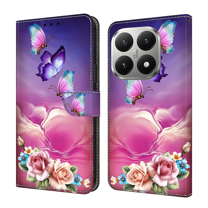 Funda para teléfono de cuero vegano pintado con efecto cristal, For Xiaomi 17T Pro 5G, For Xiaomi 17T 5G, For Xiaomi 17 Ultra, For Xiaomi 15T Pro 5G, For Xiaomi 15T 5G, For Xiaomi 15 Pro