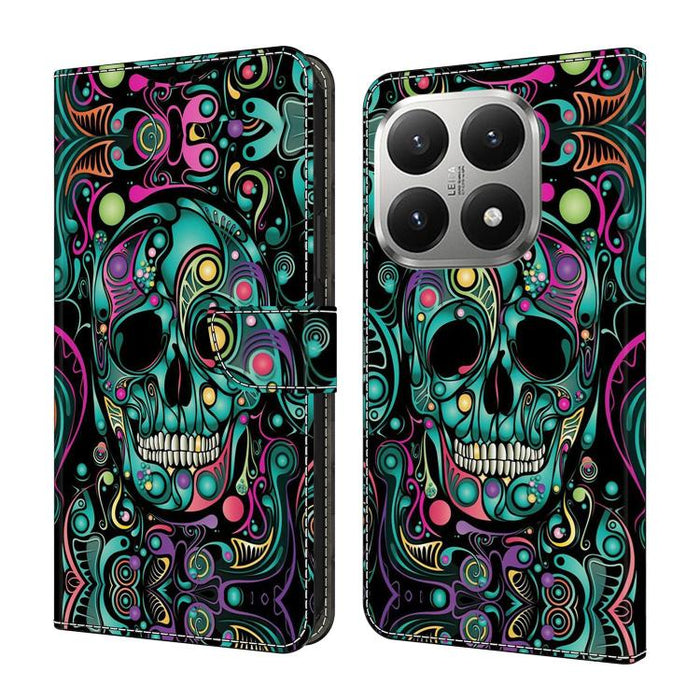 Funda para teléfono de cuero vegano pintado con efecto cristal, For Xiaomi 17T Pro 5G, For Xiaomi 17T 5G, For Xiaomi 17 Ultra, For Xiaomi 15T Pro 5G, For Xiaomi 15T 5G, For Xiaomi 15 Pro