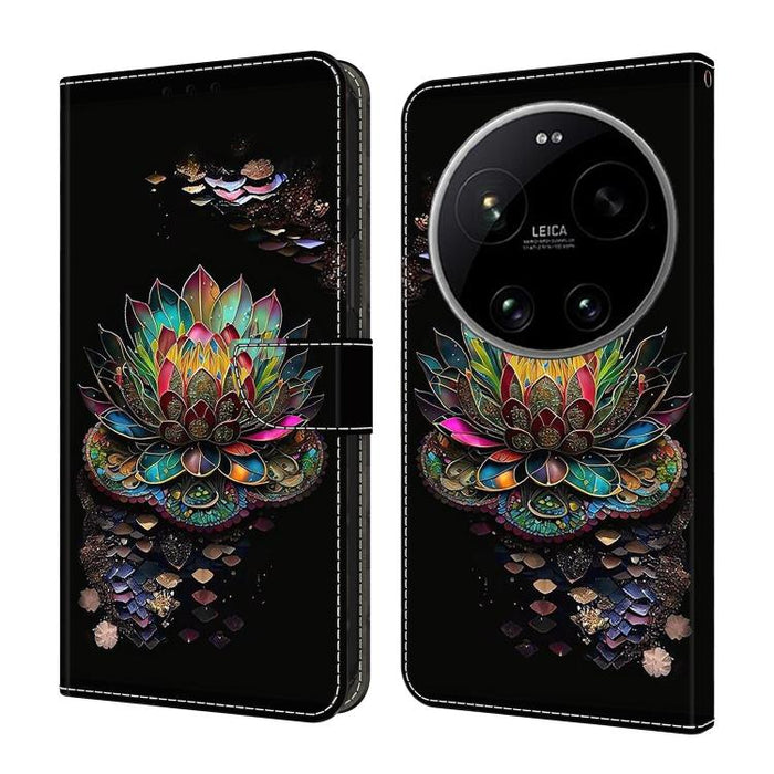 Funda para teléfono de cuero vegano pintado con efecto cristal, For Xiaomi 17T Pro 5G, For Xiaomi 17T 5G, For Xiaomi 17 Ultra, For Xiaomi 15T Pro 5G, For Xiaomi 15T 5G, For Xiaomi 15 Pro